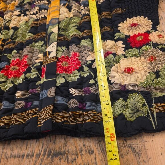 UBU Black Beaded Asian-Inspired Quilted Bomber Jacket Sz L Boho Dark Cottagecore - Picture 8 of 9